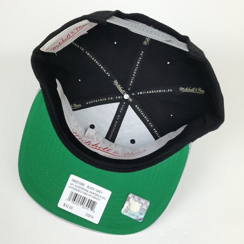 Mitchell & Ness Super Bowl XL NFL Snapback Hat 3D Logo Black‎ Gray Cap NWT - Picture 8 of 8